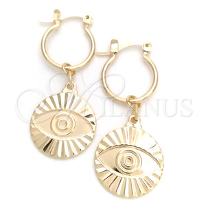 Argolla Pequeña 02.58.0034.12 Oro Laminado, Diseño de Ojo Griego, Pulido, Tono Dorado