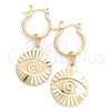 Argolla Pequeña 02.58.0034.12 Oro Laminado, Diseño de Ojo Griego, Pulido, Tono Dorado