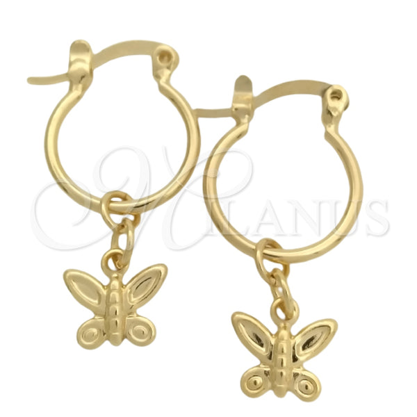 Argolla Pequeña 02.58.0036.12 Oro Laminado, Diseño de Mariposa, Pulido, Tono Dorado