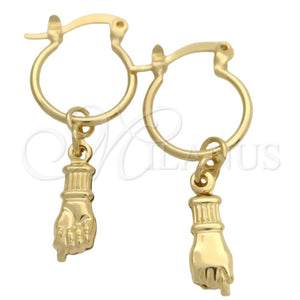 Argolla Pequeña 02.58.0038.12 Oro Laminado, Diseño de Mano de Figa, Pulido, Tono Dorado