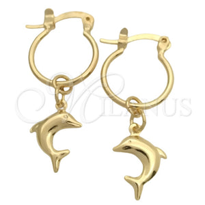 Argolla Pequeña 02.58.0039.12 Oro Laminado, Diseño de Delfín, Pulido, Tono Dorado