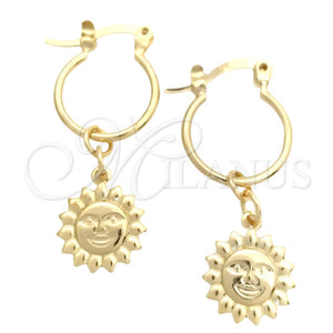 Argolla Pequeña 02.58.0041.12 Oro Laminado, Diseño de Sol, Pulido, Tono Dorado