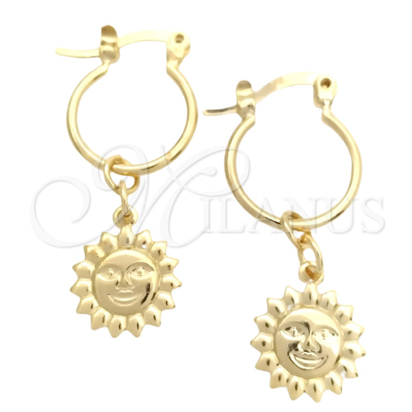 Argolla Pequeña 02.58.0041.12 Oro Laminado, Diseño de Sol, Pulido, Tono Dorado