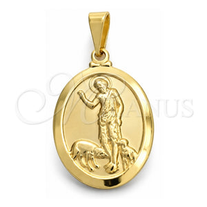 Dije Religioso 05.58.0003 Oro Laminado, Diseño de San Lazaro, Pulido, Tono Dorado