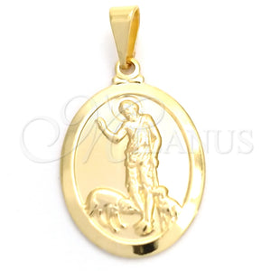 Dije Religioso 05.58.0003 Oro Laminado, Diseño de San Lazaro, Pulido, Tono Dorado