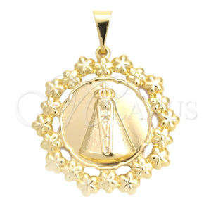 Dije Religioso 05.58.0006 Oro Laminado, Diseño de Caridad del Cobre, Pulido, Tono Dorado