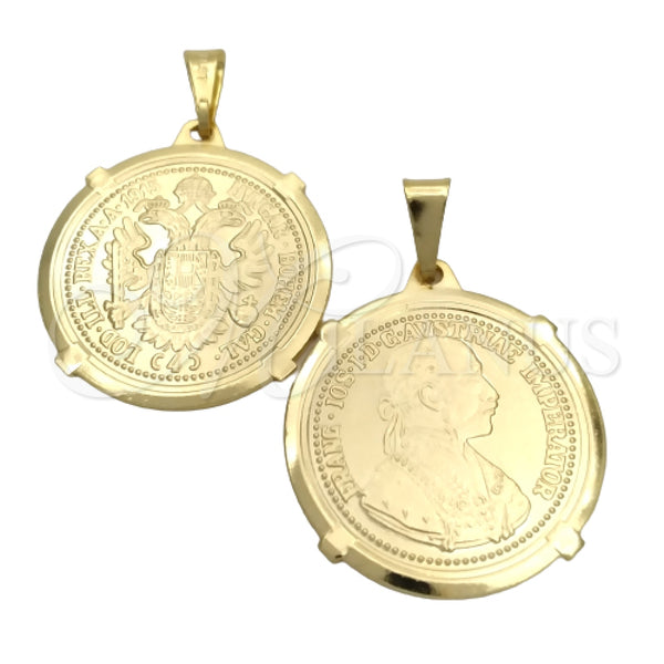 Dije Religioso 05.58.0007.25 Oro Laminado, Diseño de Moneda, Pulido, Tono Dorado