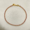 Pulsera Tennis 03.58.0065.3.07 Oro Laminado, con Rosado Zirconia Cubica, Pulido, Tono Dorado (02 MM Thickness, 7 Inches Length)