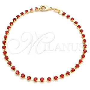 Pulsera Tennis 03.58.0065.4.07 Oro Laminado, con Granate Zirconia Cubica, Pulido, Tono Dorado (02 MM Thickness, 7 Inches Length)