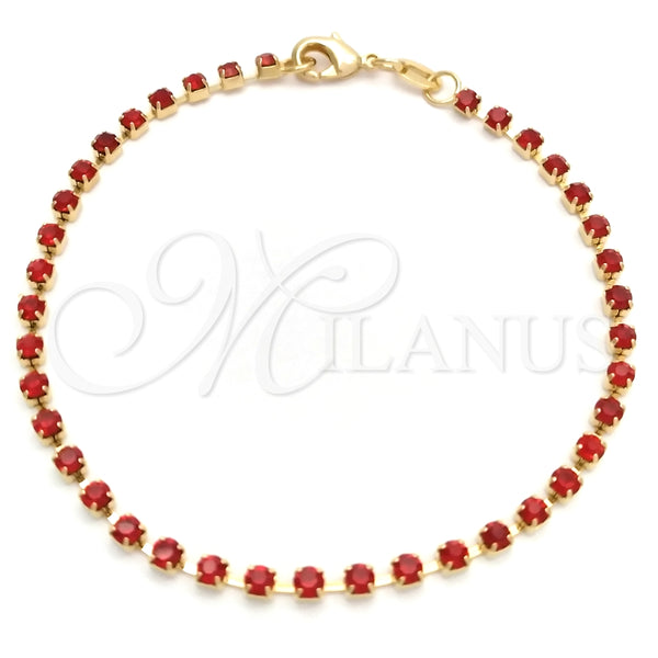 Pulsera Tennis 03.58.0065.4.07 Oro Laminado, con Granate Zirconia Cubica, Pulido, Tono Dorado (02 MM Thickness, 7 Inches Length)