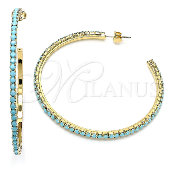 Arete Dormilona 02.122.0118.2.55 Oro Laminado, con Turquoise Cristal, Pulido, Tono Dorado