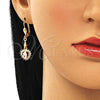 Arete Largo 02.213.0336 Oro Laminado, Diseño de Corazón, con Blanca Zirconia Cubica, Pulido, Tono Dorado