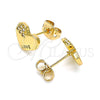 Arete Dormilona 02.213.0348 Oro Laminado, Diseño de Corazón y Amor, con Blanca Micro Pave, Pulido, Tono Dorado