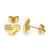Arete Dormilona 02.213.0348 Oro Laminado, Diseño de Corazón y Amor, con Blanca Micro Pave, Pulido, Tono Dorado