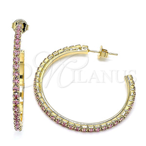Arete Dormilona 02.122.0118.3.35 Oro Laminado, con Rosado Cristal, Pulido, Tono Dorado