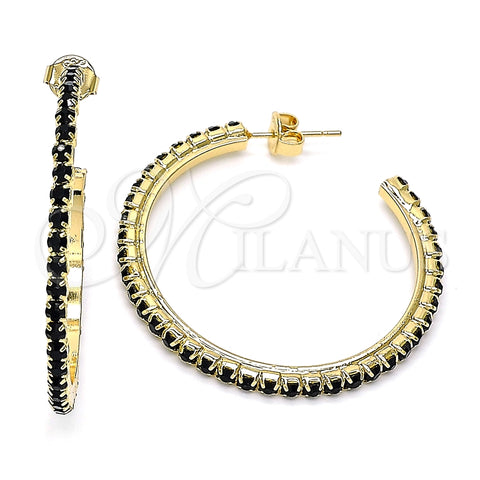 Arete Dormilona 02.122.0118.4.35 Oro Laminado, con Negro Cristal, Pulido, Tono Dorado