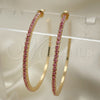 Arete Dormilona 02.122.0118.3.55 Oro Laminado, con Rosado Cristal, Pulido, Tono Dorado