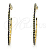 Arete Dormilona 02.122.0118.4.55 Oro Laminado, con Negro Cristal, Pulido, Tono Dorado