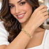 Pulsera Elegante 03.283.0033.08 Oro Laminado, Diseño de Puff Mariner, con Micro Pave Blanca, Pulido, Tono Dorado (Grosor 07 MM, 8 Pulgadas de Largo)