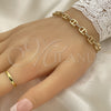 Pulsera Elegante 03.283.0033.08 Oro Laminado, Diseño de Puff Mariner, con Micro Pave Blanca, Pulido, Tono Dorado (Grosor 07 MM, 8 Pulgadas de Largo)