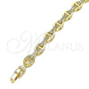 Pulsera Elegante 03.283.0033.08 Oro Laminado, Diseño de Puff Mariner, con Micro Pave Blanca, Pulido, Tono Dorado (Grosor 07 MM, 8 Pulgadas de Largo)