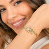 Pulsera Elegante 03.283.0034.07 Oro Laminado, Diseño de Judaica y Mano de Dios, con Micro Pave Blanca, Pulido, Tono Dorado (Grosor 04 MM, 7 Pulgadas de Largo)