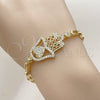 Pulsera Elegante 03.283.0034.07 Oro Laminado, Diseño de Judaica y Mano de Dios, con Micro Pave Blanca, Pulido, Tono Dorado (Grosor 04 MM, 7 Pulgadas de Largo)