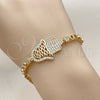 Pulsera Elegante 03.283.0036.07 Oro Laminado, Diseño de Judaica y Mano de Dios, con Micro Pave Blanca, Pulido, Tono Dorado (Grosor 05 MM, 7 Pulgadas de Largo)