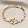 Pulsera Elegante 03.283.0036.07 Oro Laminado, Diseño de Judaica y Mano de Dios, con Micro Pave Blanca, Pulido, Tono Dorado (Grosor 05 MM, 7 Pulgadas de Largo)