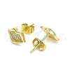Arete Dormilona 02.344.0105 Oro Laminado, Diseño de Labios, con Blanca Micro Pave, Pulido, Tono Dorado