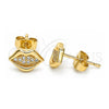 Arete Dormilona 02.344.0105 Oro Laminado, Diseño de Labios, con Micro Pave Blanca, Pulido, Tono Dorado