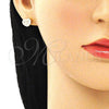 Arete Dormilona 02.344.0118 Oro Laminado, Diseño de Corazón, con Blanca Micro Pave, Pulido, Tono Dorado