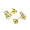 Arete Dormilona 02.344.0118 Oro Laminado, Diseño de Corazón, con Blanca Micro Pave, Pulido, Tono Dorado