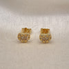 Arete Dormilona 02.344.0118 Oro Laminado, Diseño de Corazón, con Blanca Micro Pave, Pulido, Tono Dorado