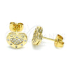 Arete Dormilona 02.344.0118 Oro Laminado, Diseño de Corazón, con Blanca Micro Pave, Pulido, Tono Dorado