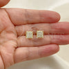 Arete Dormilona 02.344.0123 Oro Laminado, con Micro Pave Blanca, Pulido, Tono Dorado