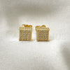 Arete Dormilona 02.344.0123 Oro Laminado, con Micro Pave Blanca, Pulido, Tono Dorado