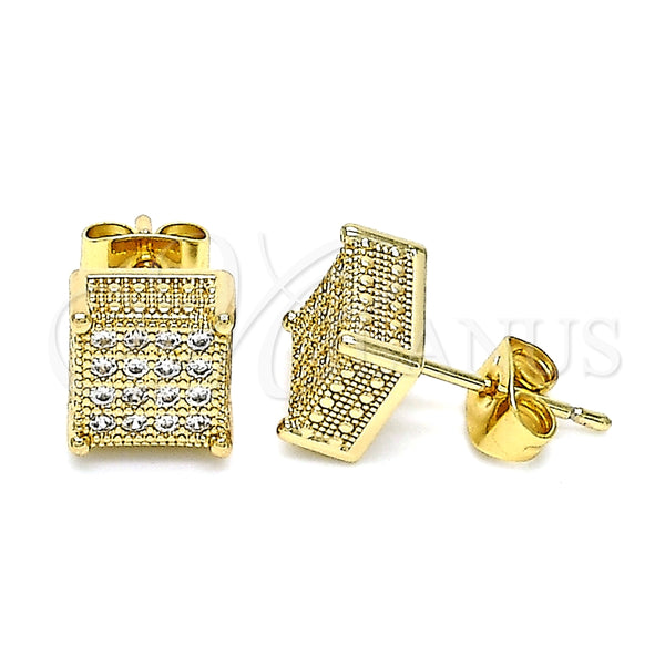 Arete Dormilona 02.344.0123 Oro Laminado, con Micro Pave Blanca, Pulido, Tono Dorado