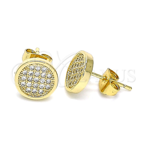 Arete Dormilona 02.344.0125 Oro Laminado, con Blanca Micro Pave, Pulido, Tono Dorado