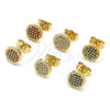 Arete Dormilona 02.344.0125 Oro Laminado, con Blanca Micro Pave, Pulido, Tono Dorado
