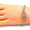 Pulsera Básica 03.283.0040.07 Oro Laminado, Diseño de Elefante y Corazón, con Micro Pave Blanca, Pulido, Tono Dorado (Grosor 06 MM, 7 Pulgadas de Largo)