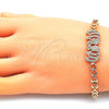 Pulsera Elegante 03.283.0044.07 Oro Laminado, Diseño de Elefante y Corazón, con Blanca Zirconia Cubica, Pulido, Tono Dorado (06 MM Thickness, 7 Inches Length)