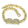 Pulsera Elegante 03.283.0044.07 Oro Laminado, Diseño de Elefante y Corazón, con Blanca Zirconia Cubica, Pulido, Tono Dorado (06 MM Thickness, 7 Inches Length)