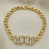 Pulsera Elegante 03.283.0044.07 Oro Laminado, Diseño de Elefante y Corazón, con Blanca Zirconia Cubica, Pulido, Tono Dorado (06 MM Thickness, 7 Inches Length)