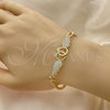 Pulsera Elegante 03.283.0048.08 Oro Laminado, con Blanca Zirconia Cubica, Pulido, Tono Dorado (06 MM Thickness, 8 Inches Length)