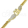 Pulsera Elegante 03.283.0048.08 Oro Laminado, con Blanca Zirconia Cubica, Pulido, Tono Dorado (06 MM Thickness, 8 Inches Length)