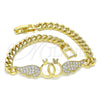 Pulsera Elegante 03.283.0048.08 Oro Laminado, con Blanca Zirconia Cubica, Pulido, Tono Dorado (06 MM Thickness, 8 Inches Length)