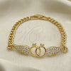 Pulsera Elegante 03.283.0048.08 Oro Laminado, con Blanca Zirconia Cubica, Pulido, Tono Dorado (06 MM Thickness, 8 Inches Length)