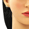 Arete Dormilona 02.156.0613.2 Oro Laminado, Diseño de Abeja, con Negro Zirconia Cubica and Blanca Micro Pave, Pulido, Tono Dorado