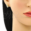 Arete Dormilona 02.156.0614 Oro Laminado, Diseño de Angel, con Blanca Micro Pave, Pulido, Tono Dorado